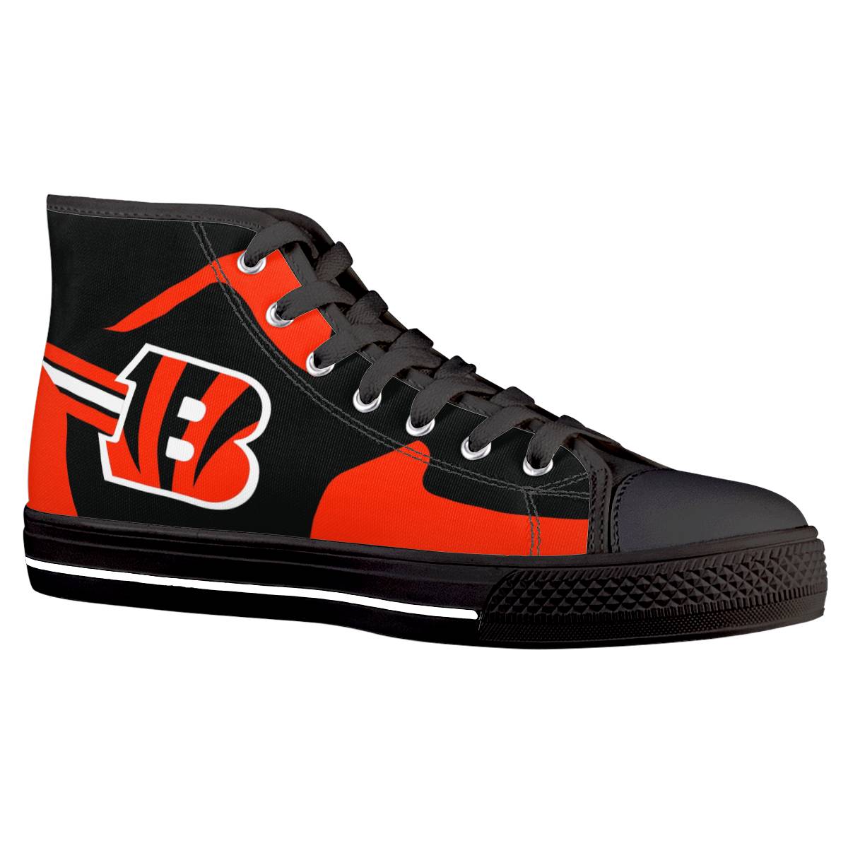 Men's Cincinnati Bengals High Top Canvas Sneakers 004 Men's Cincinnati Bengals High Top Canvas Sneakers 004
